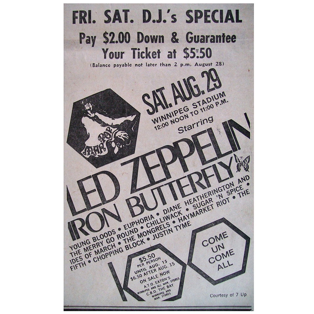 Concert Advertisement <br>1970.08.29 <br>Winnipeg, CA (Ad)