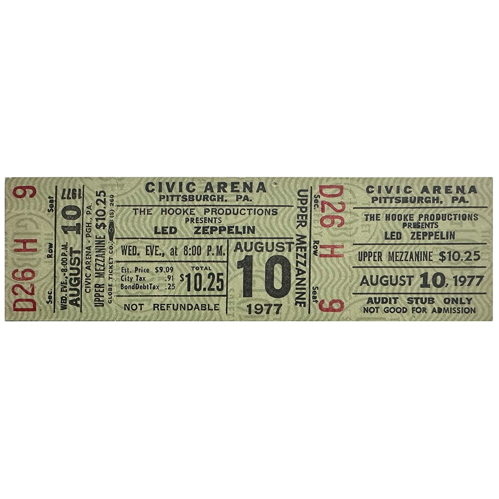 Concert Ticket <br>1977.08.10 <br>Pittsburgh, PA