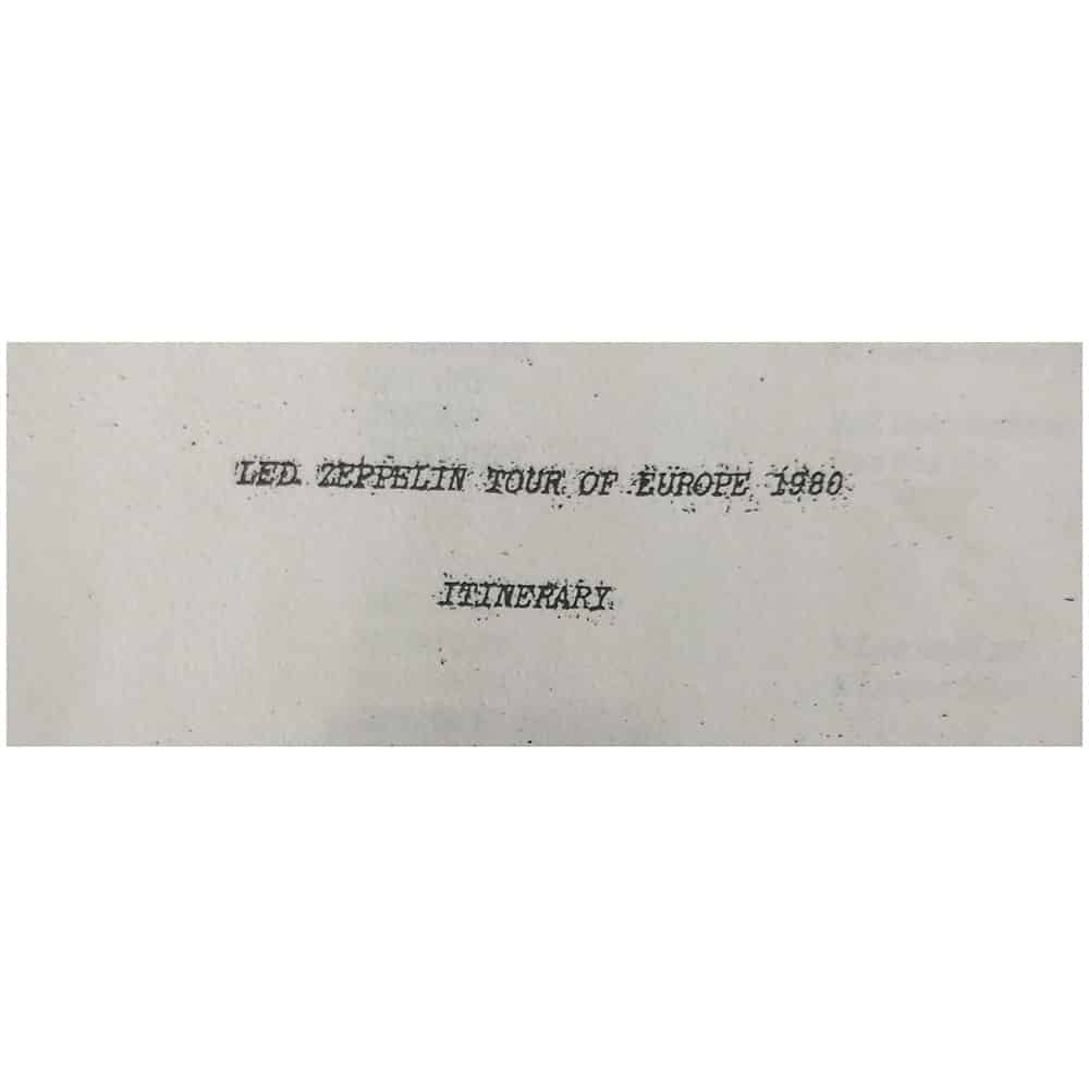 Concert Rarity <br>1980 <br>Over Europe Tour Itinerary - Image 2
