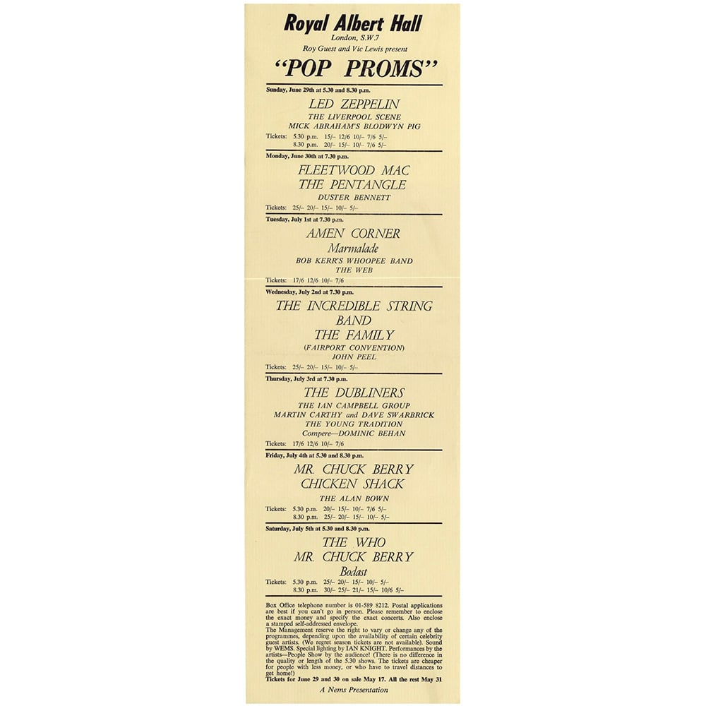 Concert Advertisement <br>1969.06.29 <br>London, UK (Handbill) #2