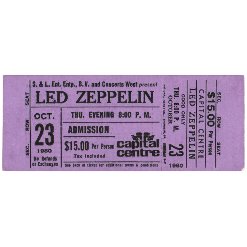 Concert Ticket <br>1980.10.23 <br>Landover, MA