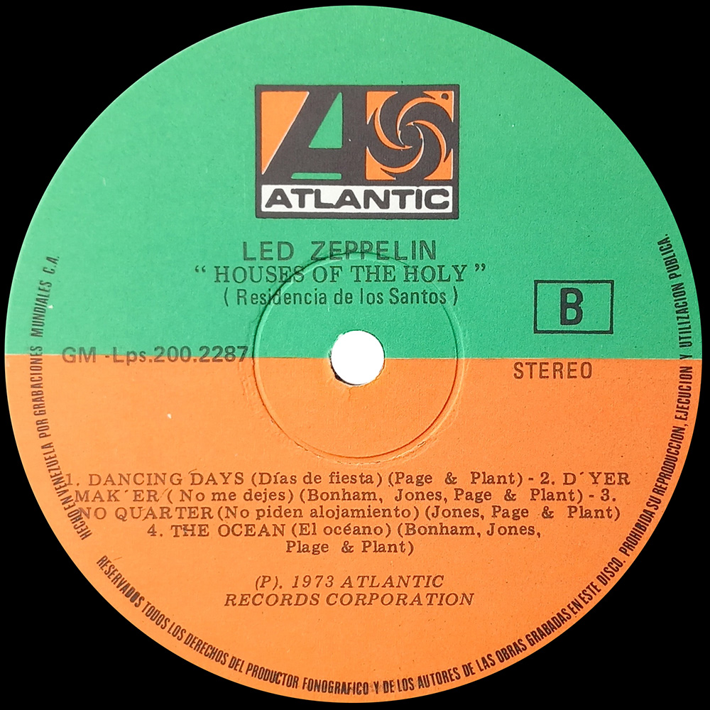 LP <br>Houses of the Holy <br>Venezuela (GM-Lps. 200.2287) - Image 4