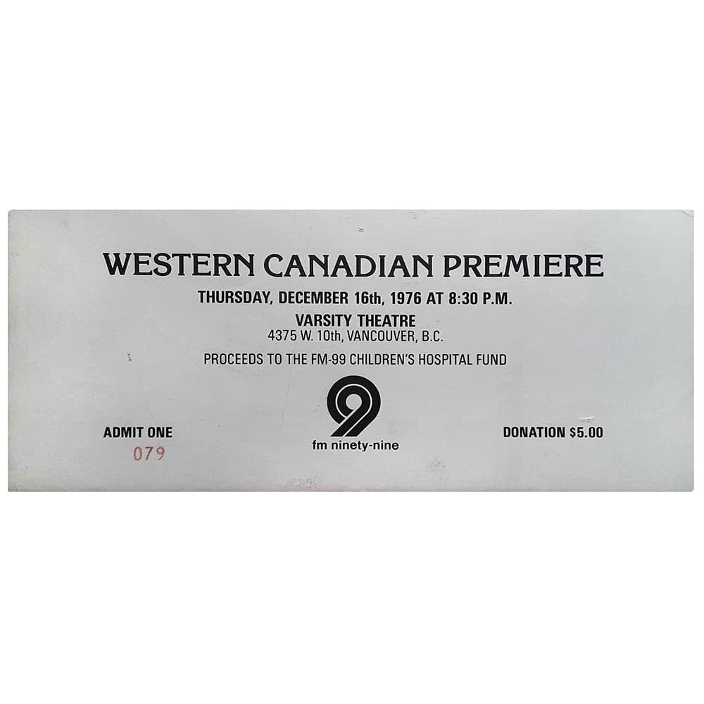 TSRTS (1976) <br>Premiere Ticket, Vancouver (Canada) - Image 2