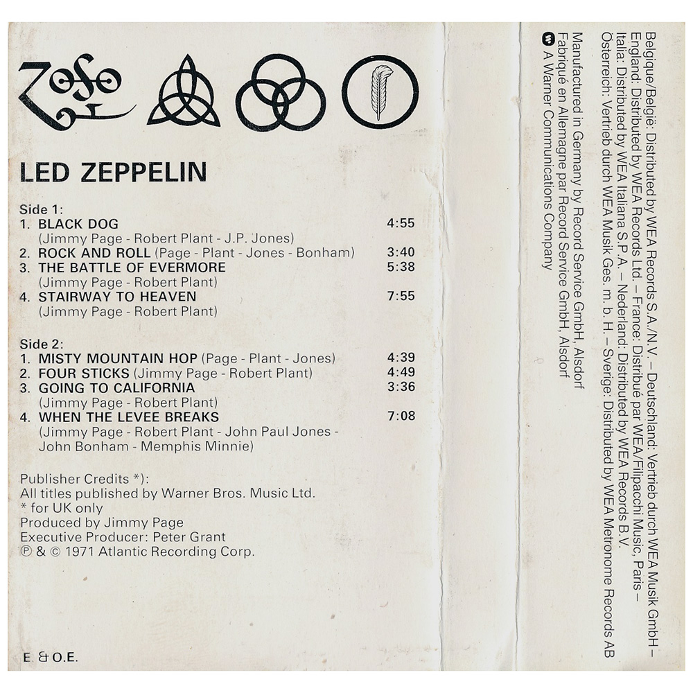 Cassette <br>Led Zeppelin IV <br>Germany (K 450 008) #3 - Image 3