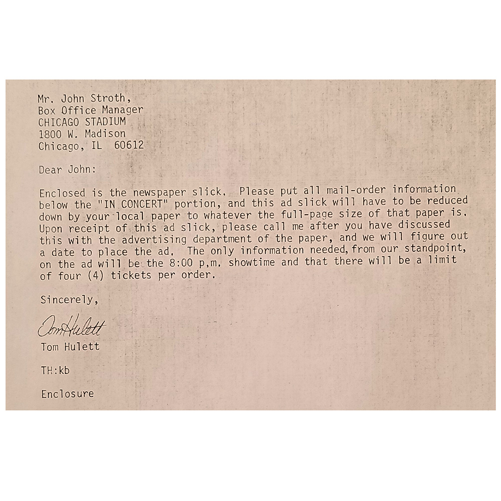 Concert Rarity <br>1980.09.18 <br>Letter, Concerts West - Image 2