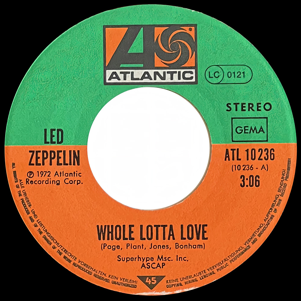Single <br>Germany (ATL 10236) <br>Whole Lotta Love / Immigrant Song (#6) - Image 3