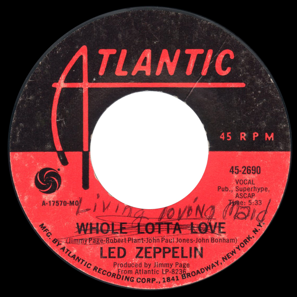 Single <br>USA (45-2690) <br>Whole Lotta Love / Living Loving Maid (#14) - Image 2