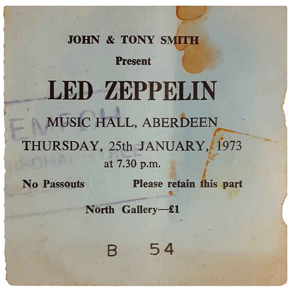 Concert Ticket <br>1973.01.25 <br>Aberdeen, Scotland, UK