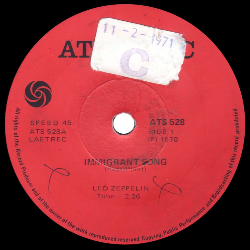 Single <br>South Africa (ATS 528) <br>Immigrant Song / Friends (#3) - Image 3