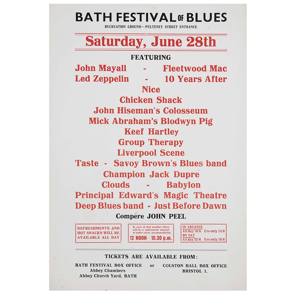 Concert Advertisement <br>1970.06.28 <br>Bath Festival, UK (Handbill) #2