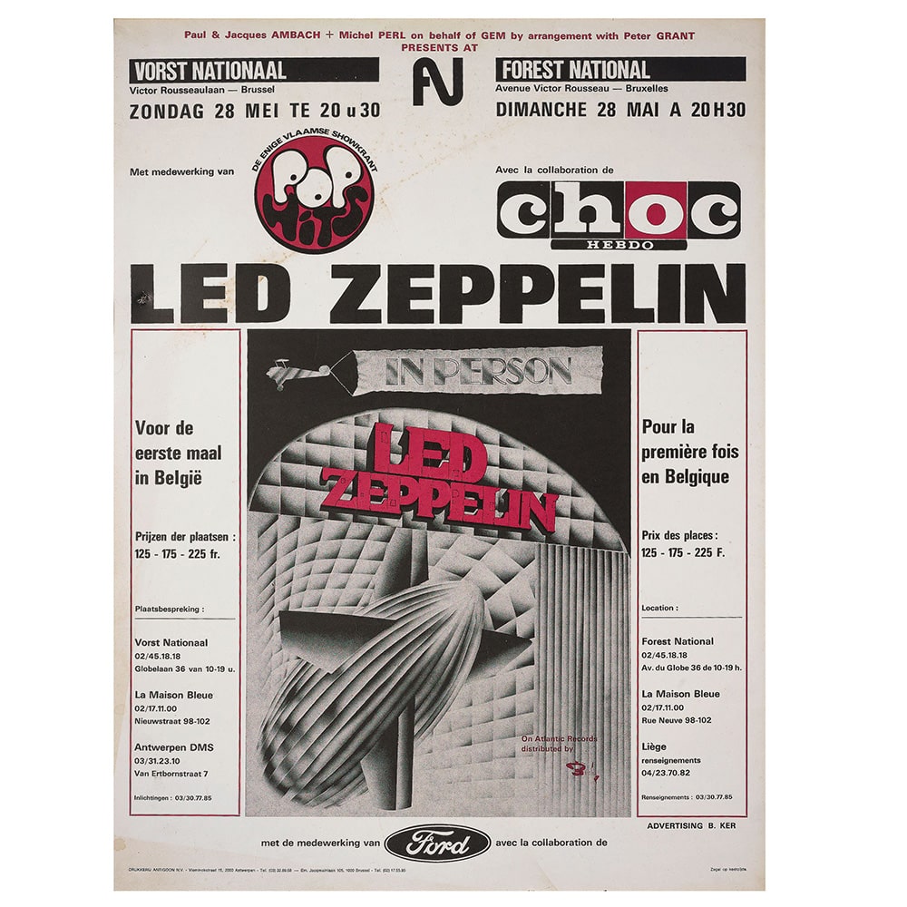 Concert Advertisement <br>1972.05.28 <br> Brussels, BE (Poster)