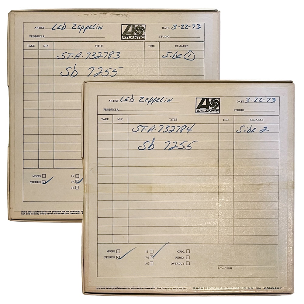 Reel-to-Reel <br>Houses of the Holy <br>SD 7255, Advanced Copy (USA)
